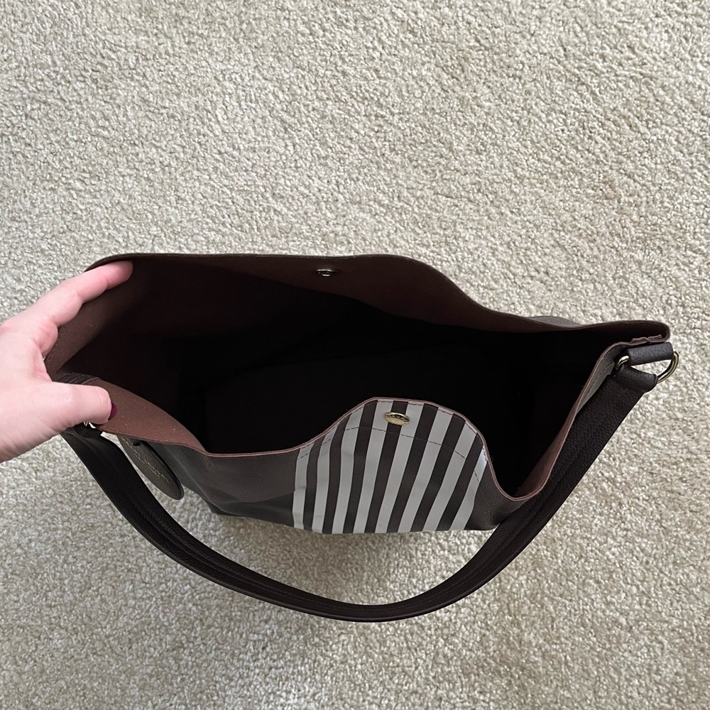 Henri Bendel Pebbled Leather Shoulder Bag Brown - Picture 5 of 8